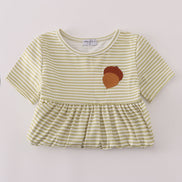 Pinecone embroidery stripe dress