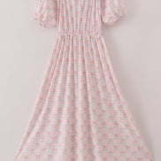 Pink floral print mom dress