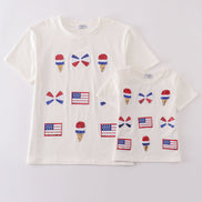 Flag bow ice-cream sequin mom&me top