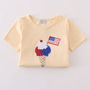 Ice cream flag sequin mom&me top