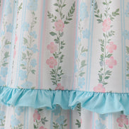Blue floral print smocked mom dress