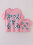 Pink bow sequin mom&me top