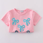 Pink bow sequin mom&me top