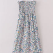 Vintage meadow print smocked mom dress