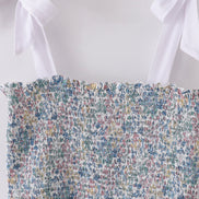 Vintage meadow print smocked mom dress