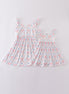 Blue bow lattice print mom&me dress