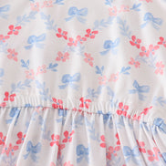 Blue bow lattice print mom&me dress