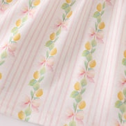 Pink lemon print bow smocked tiered mom&me dress