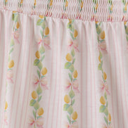 Pink lemon print bow smocked tiered mom&me dress