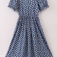 Navy daisy print mom dress