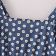 Navy daisy print mom dress