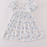 Blue seashell bow mom&me dress