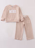 Cream MINI french knot pants set