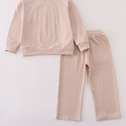 Cream MINI french knot pants set