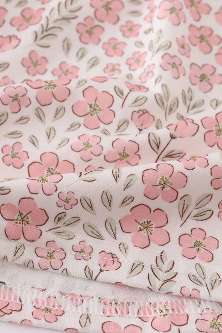 Pink pumpkin smocked floral ruffle pants set