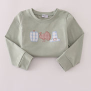Sage pumpkin turkey applique top