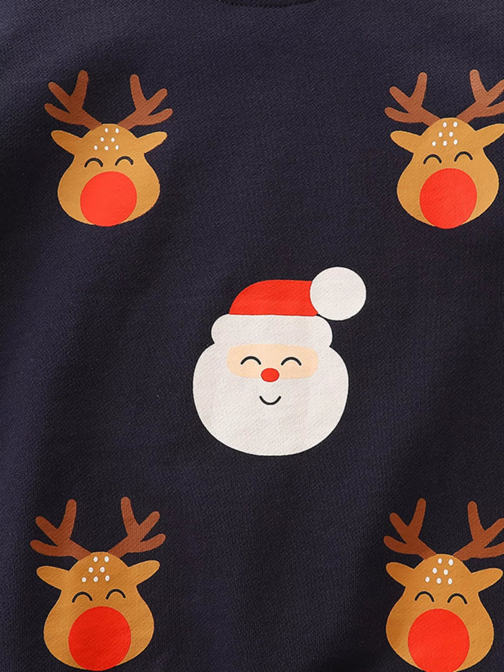 Children's Christmas Reindeer & Santa Round Neck Sweatshirt - Little Janey Shop