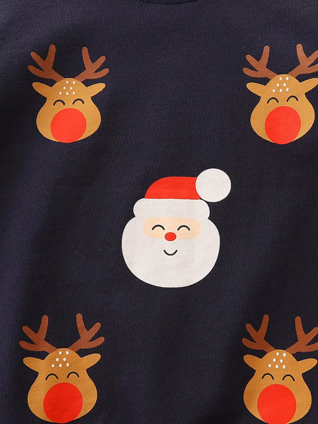 Children's Christmas Reindeer & Santa Round Neck Sweatshirt - Little Janey Shop
