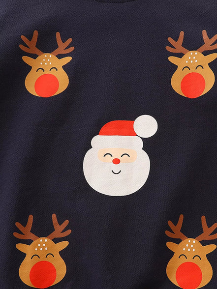 Children's Christmas Reindeer & Santa Round Neck Sweatshirt - Little Janey Shop