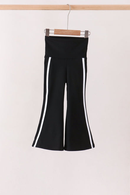 Black Flare Double Side Stripe Active Pants