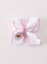 Pink santa claus embroidery crochet edge hair bow
