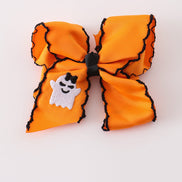 Orange ghost embroidery crochet edge hair bow