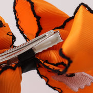 Orange ghost embroidery crochet edge hair bow