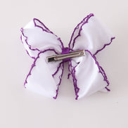 Purple witch hat embroidery crochet edge hair bow