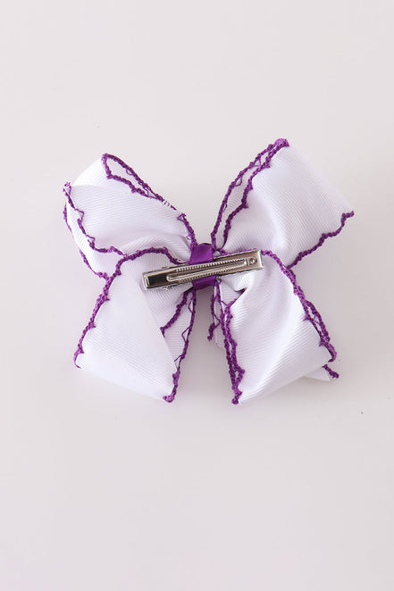 Purple witch hat embroidery crochet edge hair bow