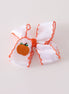 Orange pumpkin embroidery crochet edge hair bow