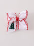 Red christmas tree embroidery crochet edge hair bow