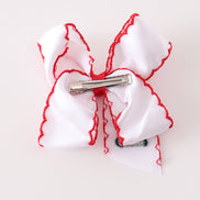 Red christmas tree embroidery crochet edge hair bow