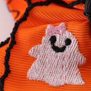 Orange ghost embroidery crochet edge hair bow