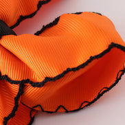 Orange ghost embroidery crochet edge hair bow