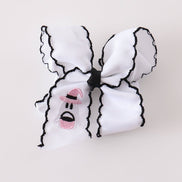 Black ghost embroidery crochet edge hair bow