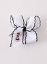 Black ghost embroidery crochet edge hair bow