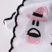 Black ghost embroidery crochet edge hair bow