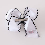 Black ghost embroidery crochet edge hair bow