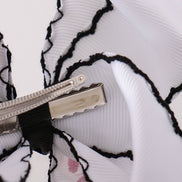 Black ghost embroidery crochet edge hair bow
