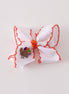 Orange turkey embroidery crochet edge hair bow