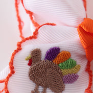 Orange turkey embroidery crochet edge hair bow