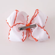 Orange turkey embroidery crochet edge hair bow
