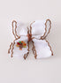 Brown turkey embroidery crochet edge hair bow