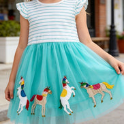 Children's Striped Unicorn Tulle Dress - Little Janey Shop