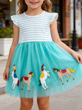 Children's Striped Unicorn Tulle Dress - Little Janey Shop