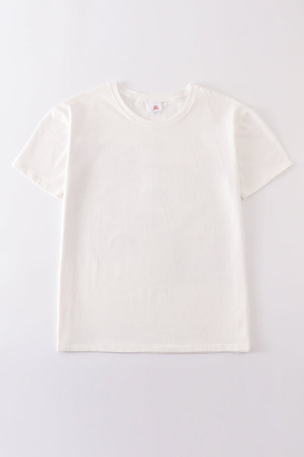 Cream blank basic t-shirt Adult Kids and baby bubble