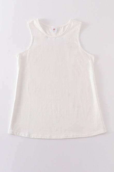 White blank basic kids teens adult tank top