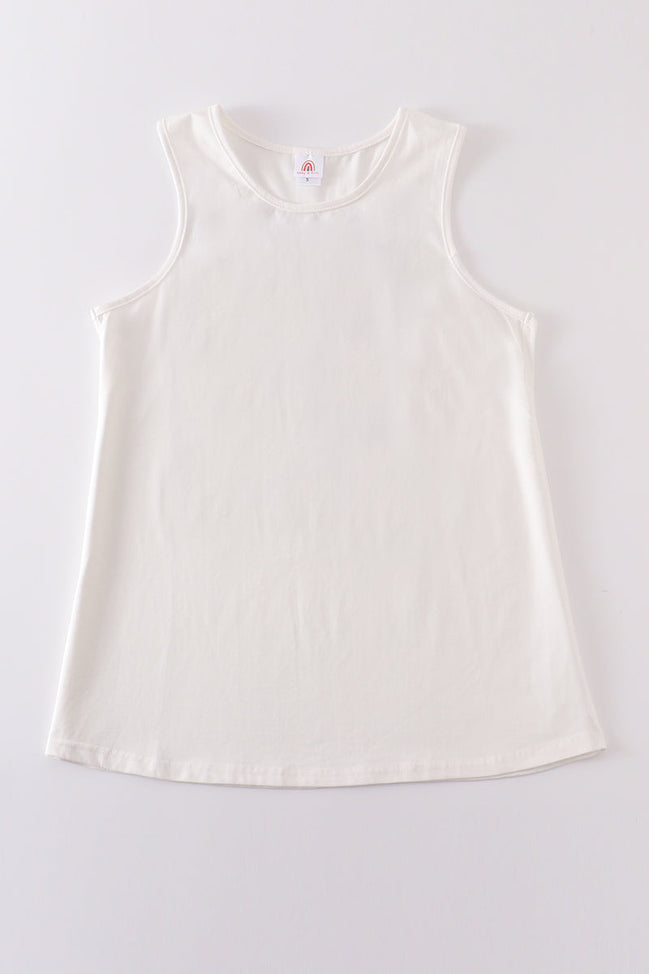 White blank basic kids teens adult tank top