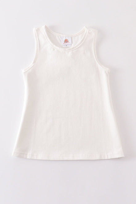 White blank basic kids teens adult tank top