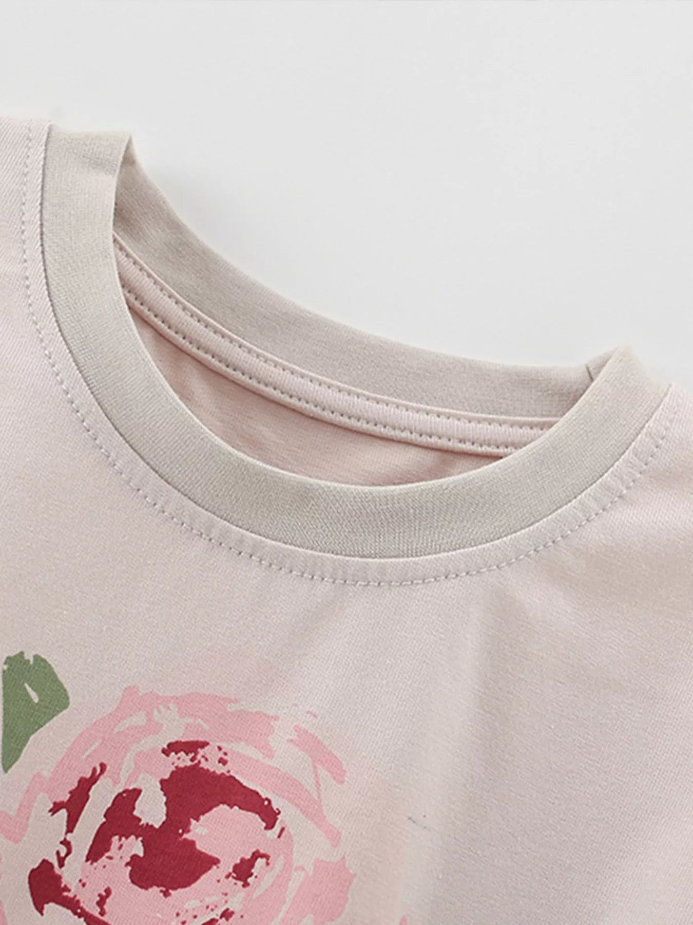Children's Flower Round Neck Tee and Shorts Set - Little Janey Shop